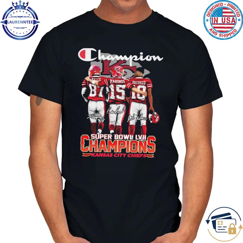 Kansas city Chiefs 2023 super bowl LVI champions Kelce Mahomes Pacheco  signatures Kansas city Chiefs shirt, hoodie, sweater, long sleeve and tank  top