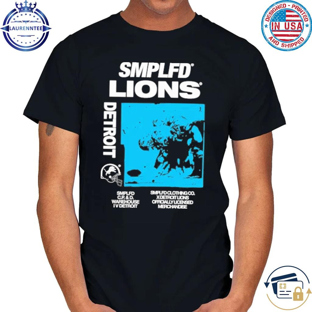 Smplfd Black Detroit Lions Newsprint T-shirt