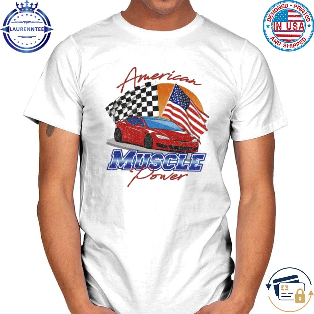 American muscle power vintage-style white shirt