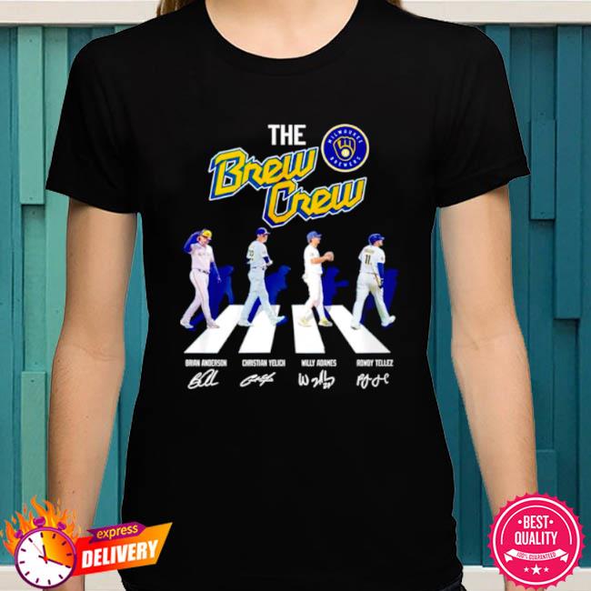 Brian Anderson Christian Yelich Willy Dames And Rowdy Tellez The Brew Grew  Abbey Road Signature Shirt - Limotees