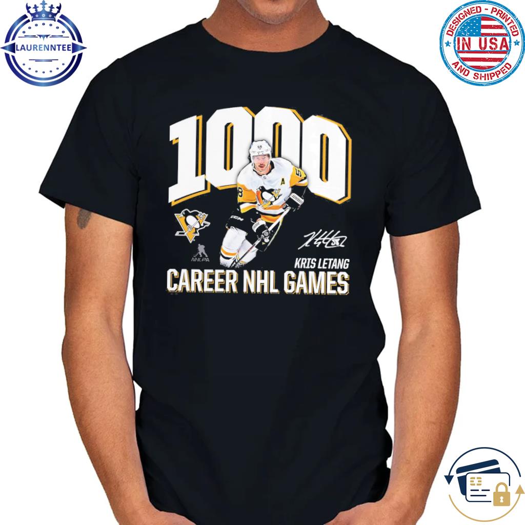 Kris letang Pittsburgh penguins 1000 career games signature 2023 shirt