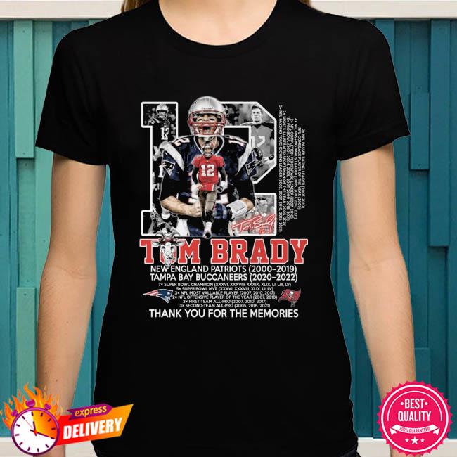 The Patriots The Buccaneers Tom Brady 2000 2022 Signature T-Shirt