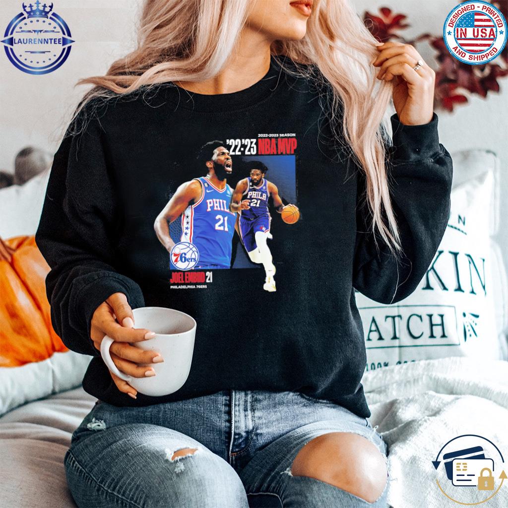 Men's Fanatics Branded Joel Embiid Black Philadelphia 76ers 2023 NBA MVP Award Time Out T-Shirt Size: 4XL
