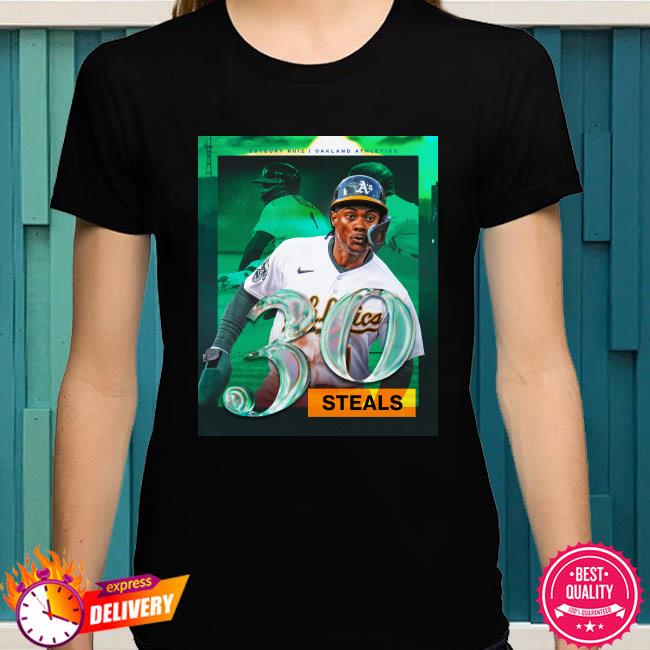 Esteury Ruiz Oakland Athletics Women's Black Roster Name & Number T-Shirt 