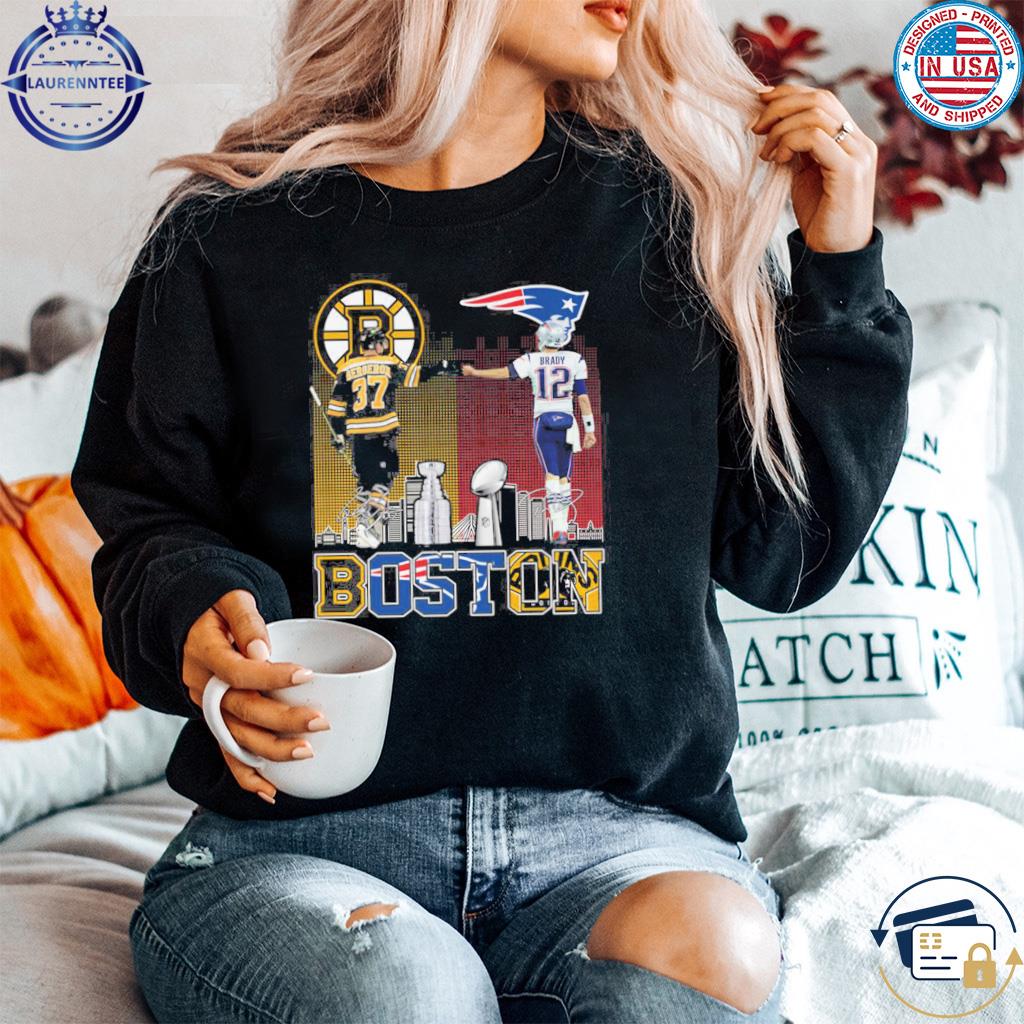 Boston Bruins Bergeron And New England Patriot Tom Brady Champions T Shirt  - Growkoc