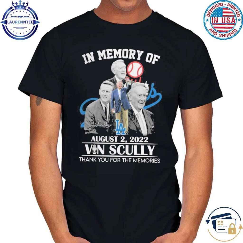 Official in Memory Of August 2, 2022 Vin Scully Thank You For The Memories  T-Shirt, hoodie, sweater, long sleeve and tank top