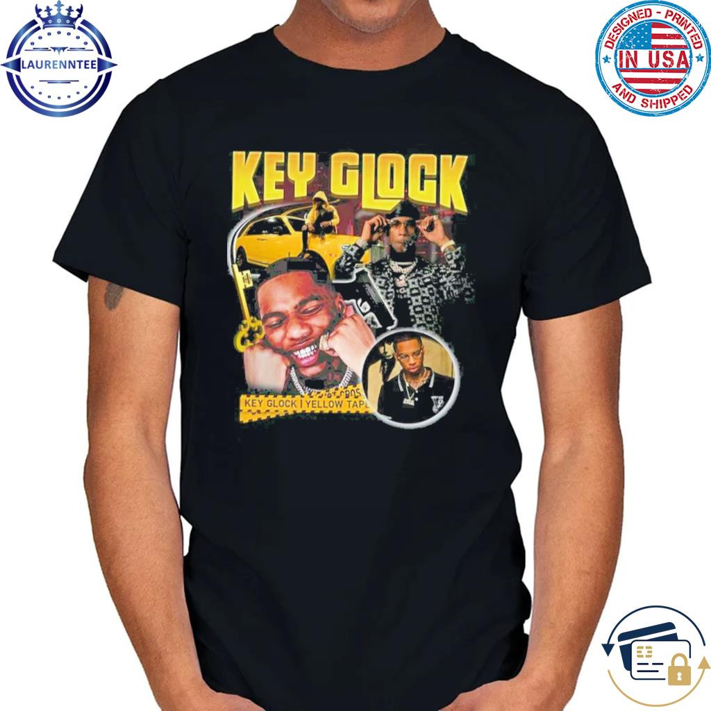 Key glock rapper I yellow tape short-sleeve shirt