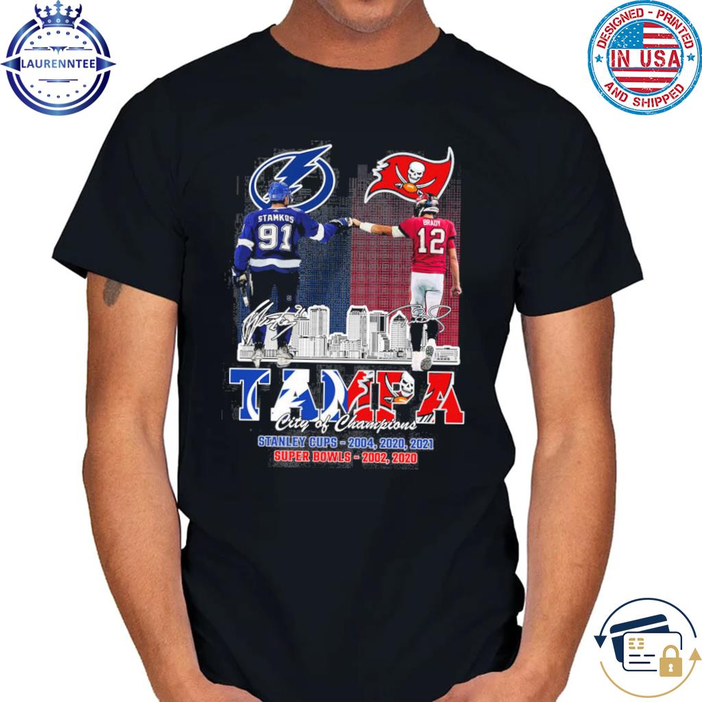 Official tampa Bay Lightning Stamkos And Buccaneers Brady City Of Champions T  Shirt, hoodie, sweater, long sleeve and tank top
