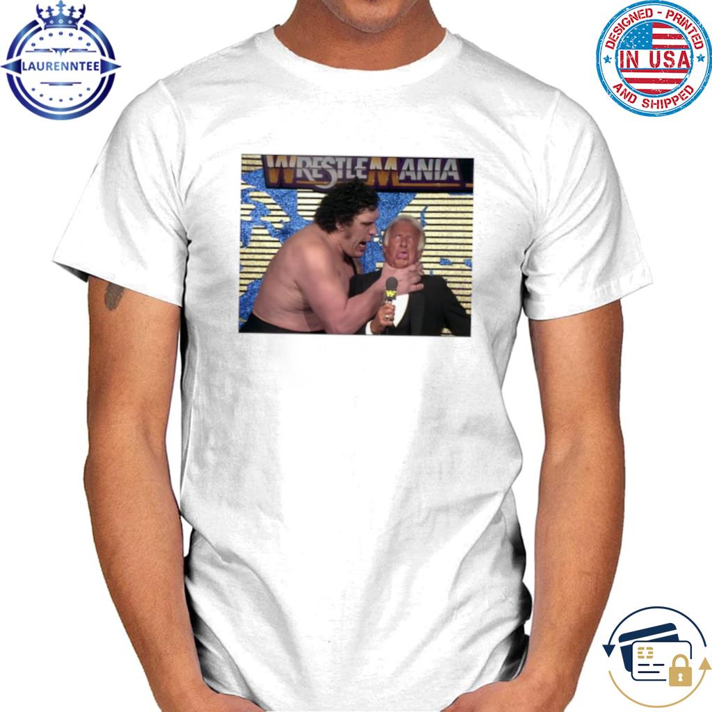 Andre the giant choking bob uecker wrestling shirt