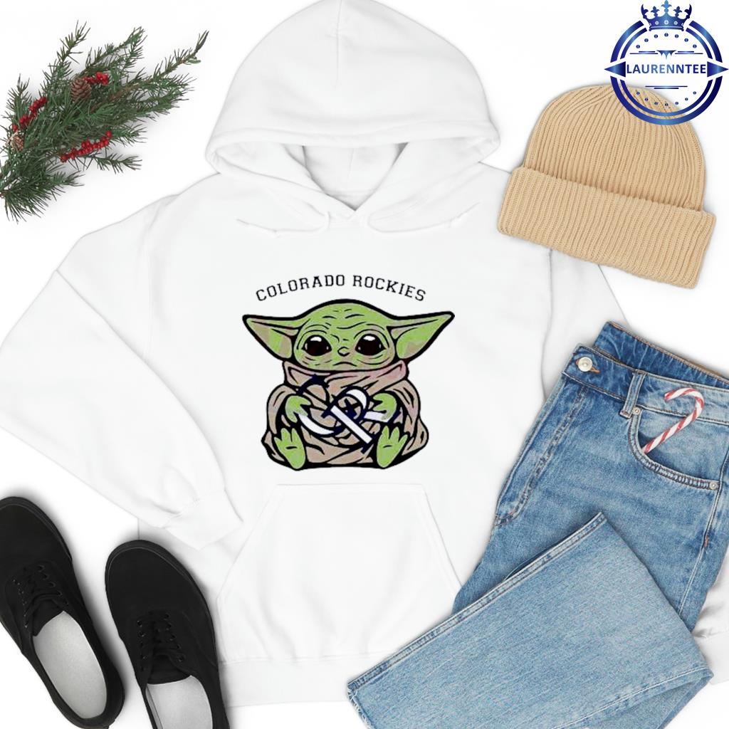 Baby Yoda hug Colorado Rockies shirt, hoodie, sweater, long sleeve