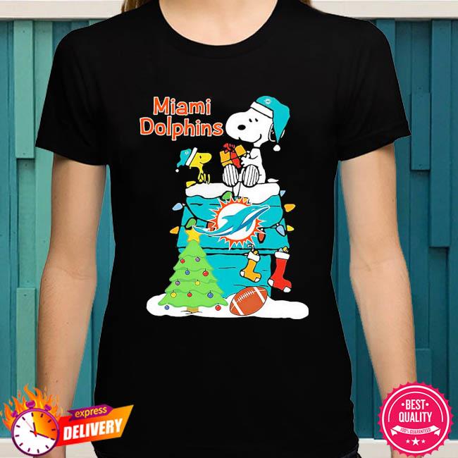 Snoopy and woodstock santa hat xmas miami dolphins logo shirt - Guineashirt  Premium ™ LLC