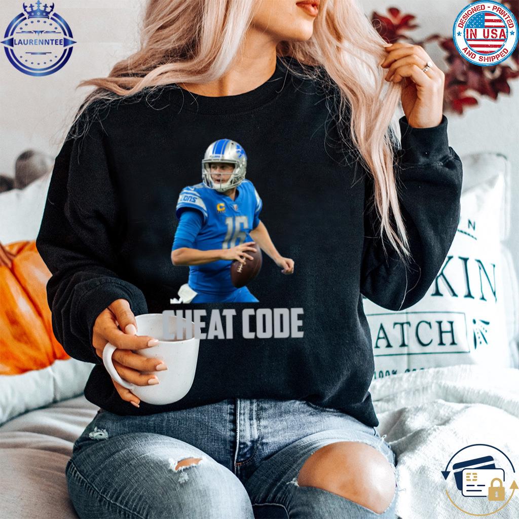 Jared goff cheat code detroit football fan shirt, hoodie, sweater, long  sleeve and tank top