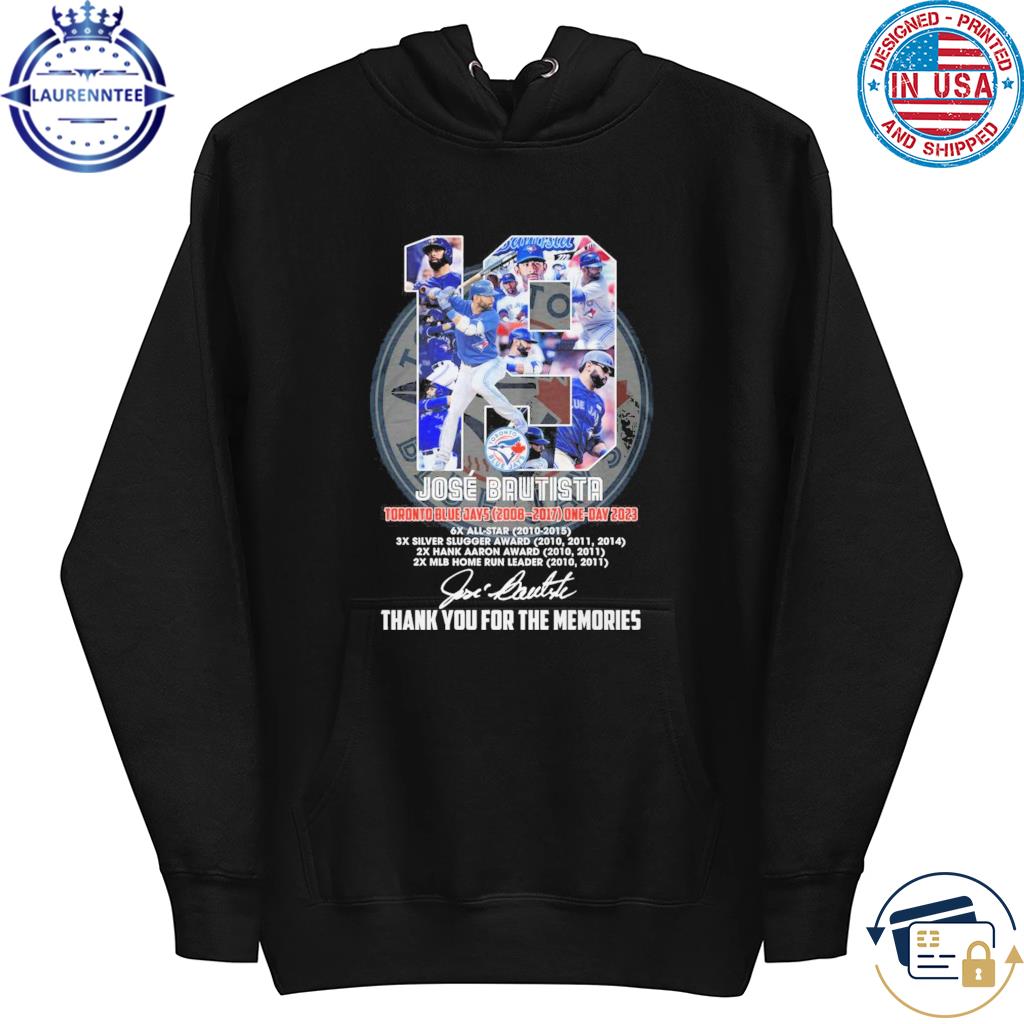 Jose Bautista Toronto Blue Jays 2023 signature thank you for the memories  shirt, hoodie, sweater, long sleeve and tank top