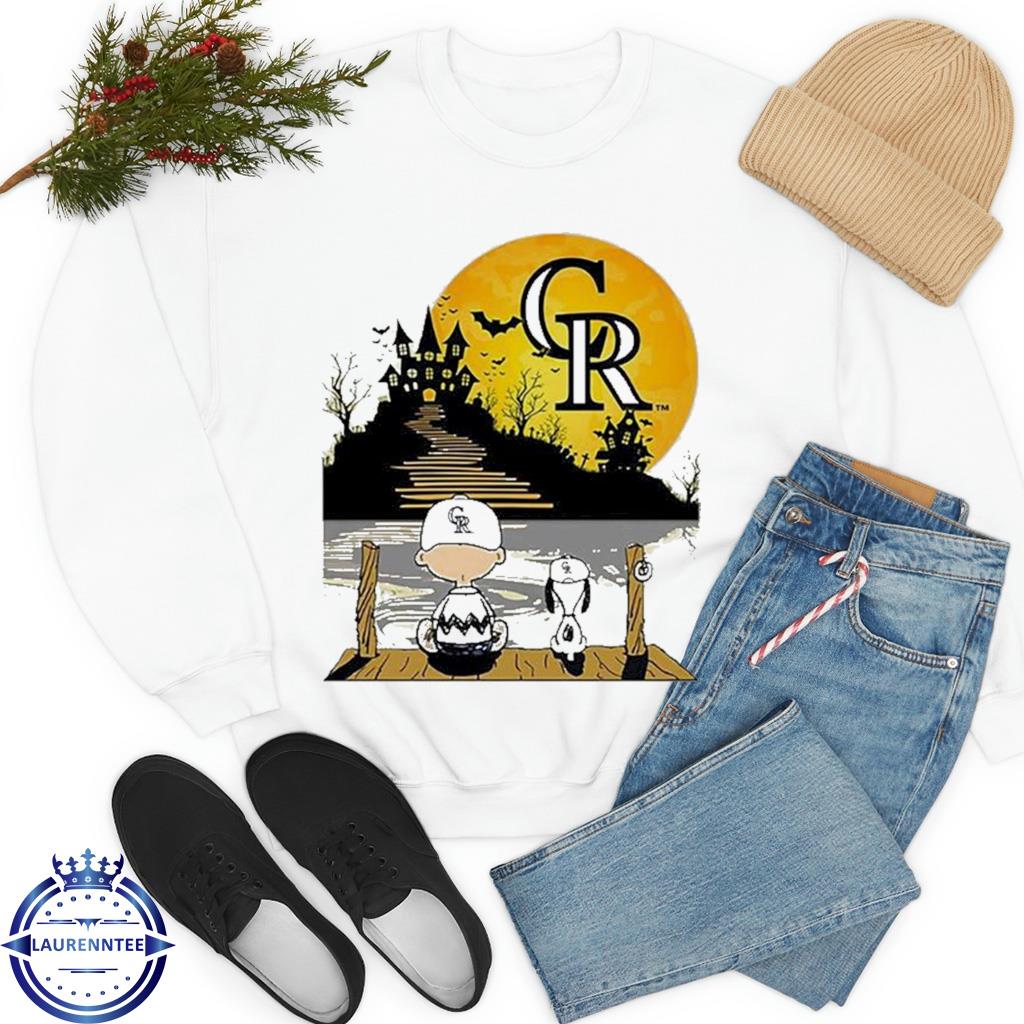 Colorado Rockies Snoopy and Charlie Brown Sit Under Moon Peanuts Halloween  shirt, hoodie, sweater, long sleeve and tank top