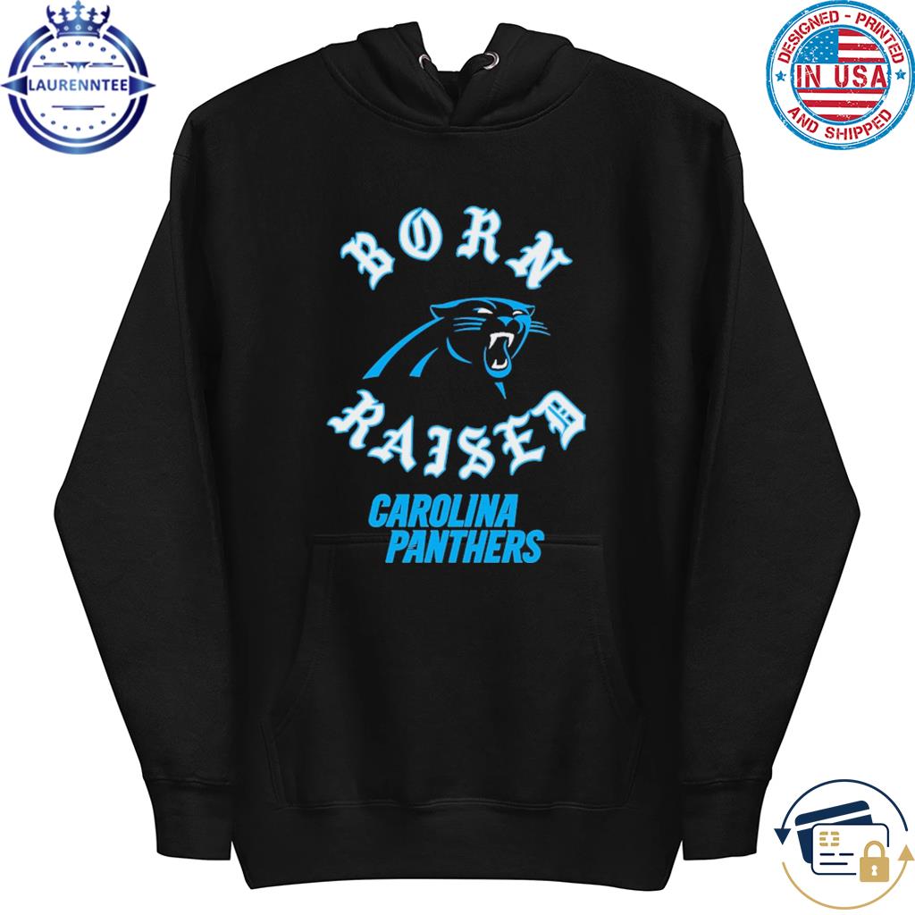 Unisex Born x Raised Black Carolina Panthers Pullover Hoodie Size: 4XL