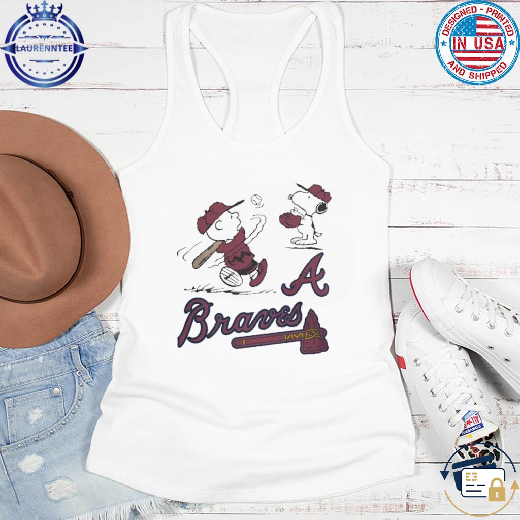 Charlie Brown And Snoopy Playing Baseball Atlanta Braves Mlb 2023 T-shirt,Sweater,  Hoodie, And Long Sleeved, Ladies, Tank Top