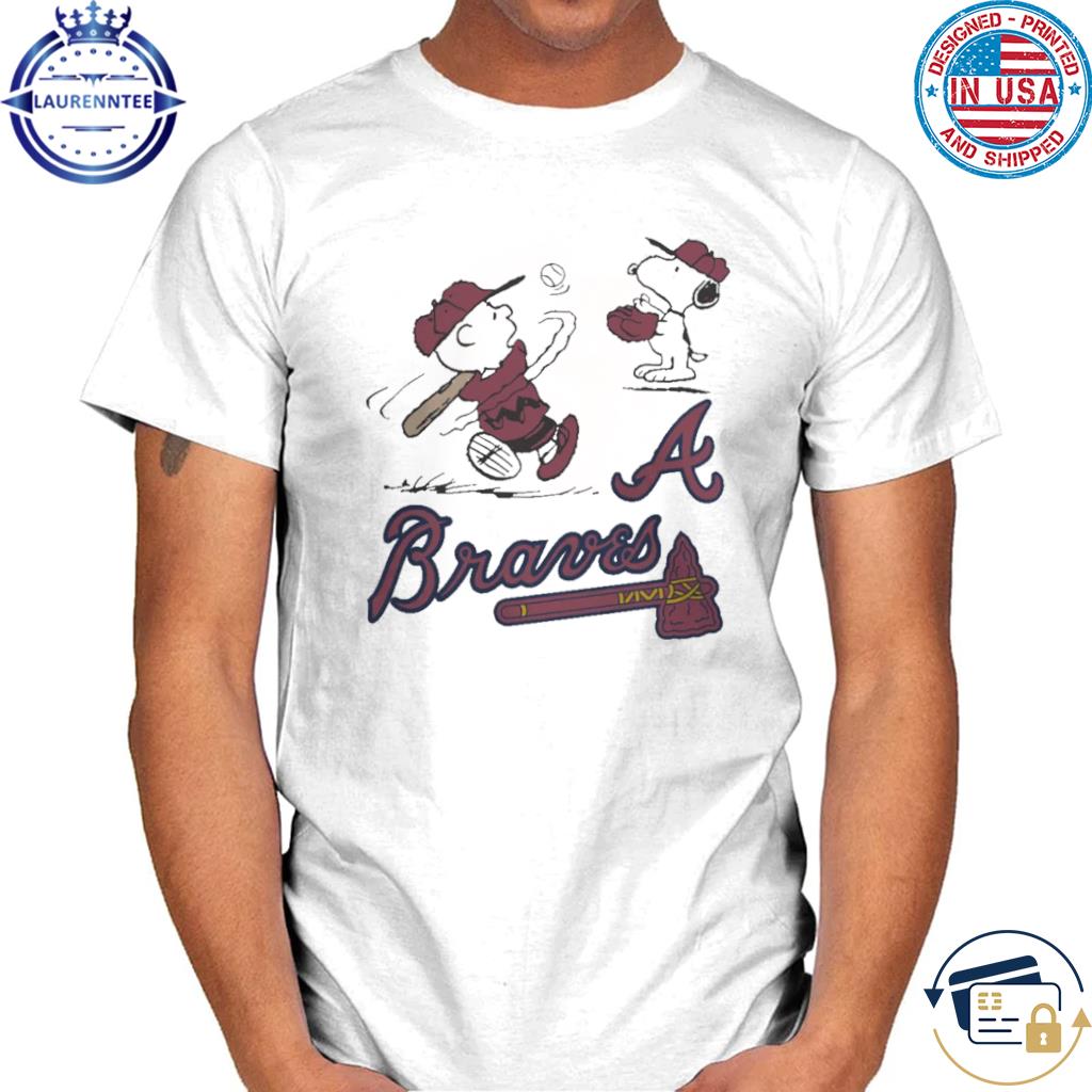 Charlie Brown And Snoopy Playing Baseball Atlanta Braves Mlb 2023 T-shirt,Sweater,  Hoodie, And Long Sleeved, Ladies, Tank Top