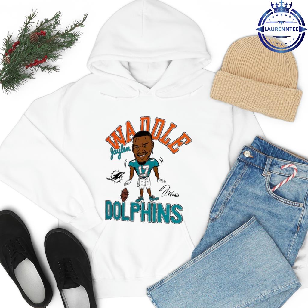 Miami Dolphins Jaylen Waddle Signature T-Shirt from Homage. | Officially Licensed Vintage NFL Apparel from Homage Pro Shop.