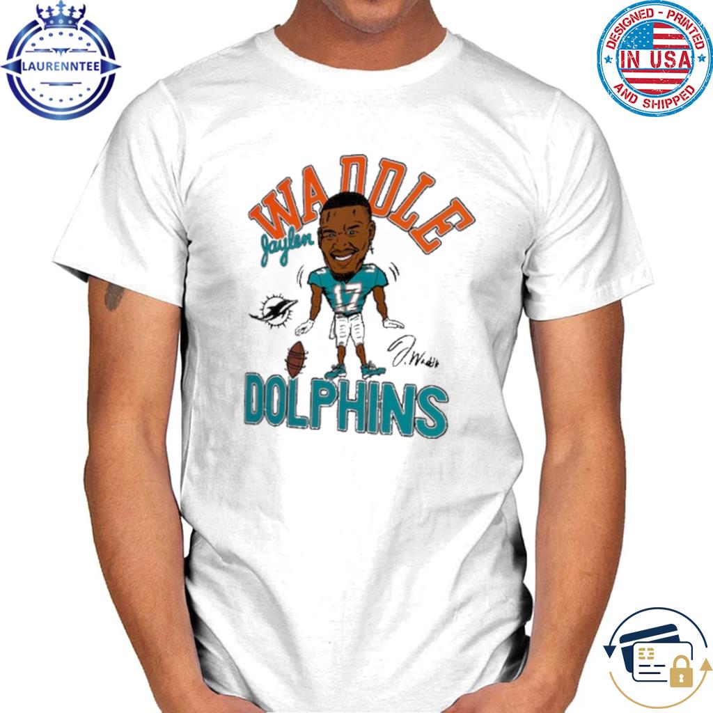 Men's Homage Jaylen Waddle Anthracite Miami Dolphins Caricature Player Tri-Blend T-Shirt Size: Medium