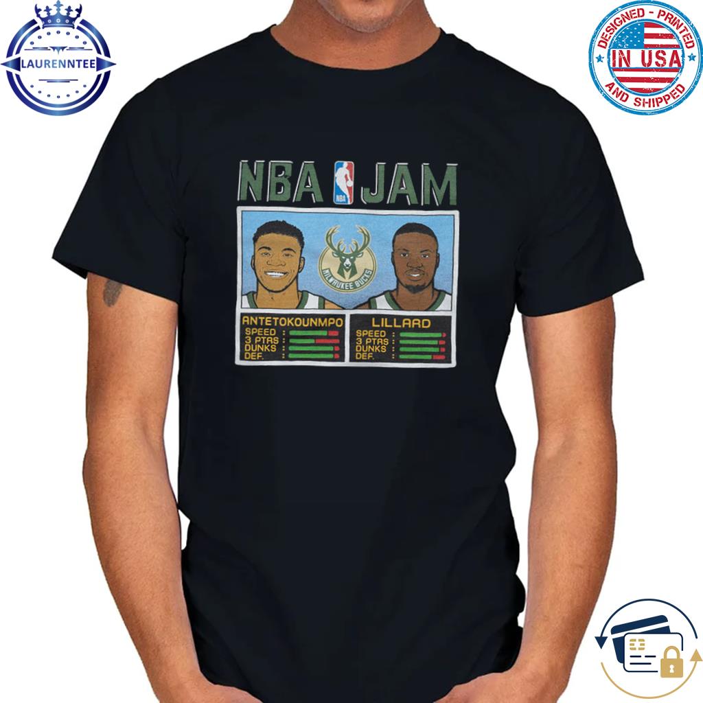 Damian Lillard Giannis Antetokounmpo Milwaukee Bucks Homage Nba Jam 2023 T- Shirt, hoodie, sweater, long sleeve and tank top