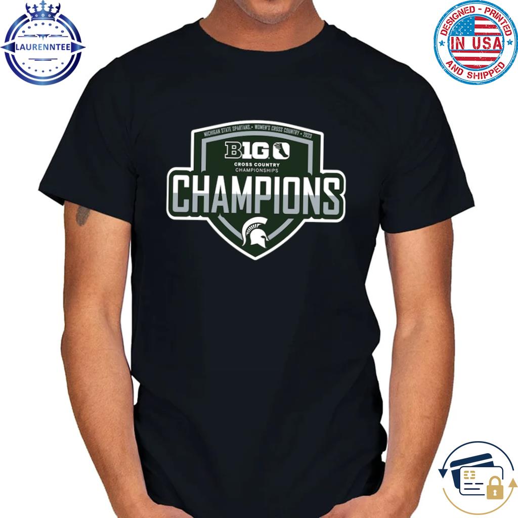 Michigan state spartans blue 84 2023 big ten women's cross country champions locker room shirt