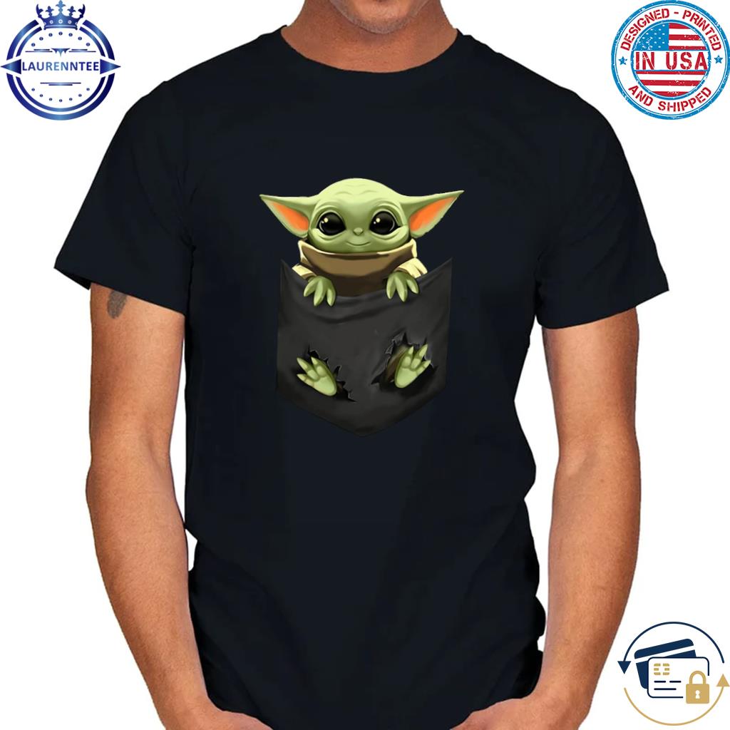 Star wars movies baby Yoda in pocket shirt