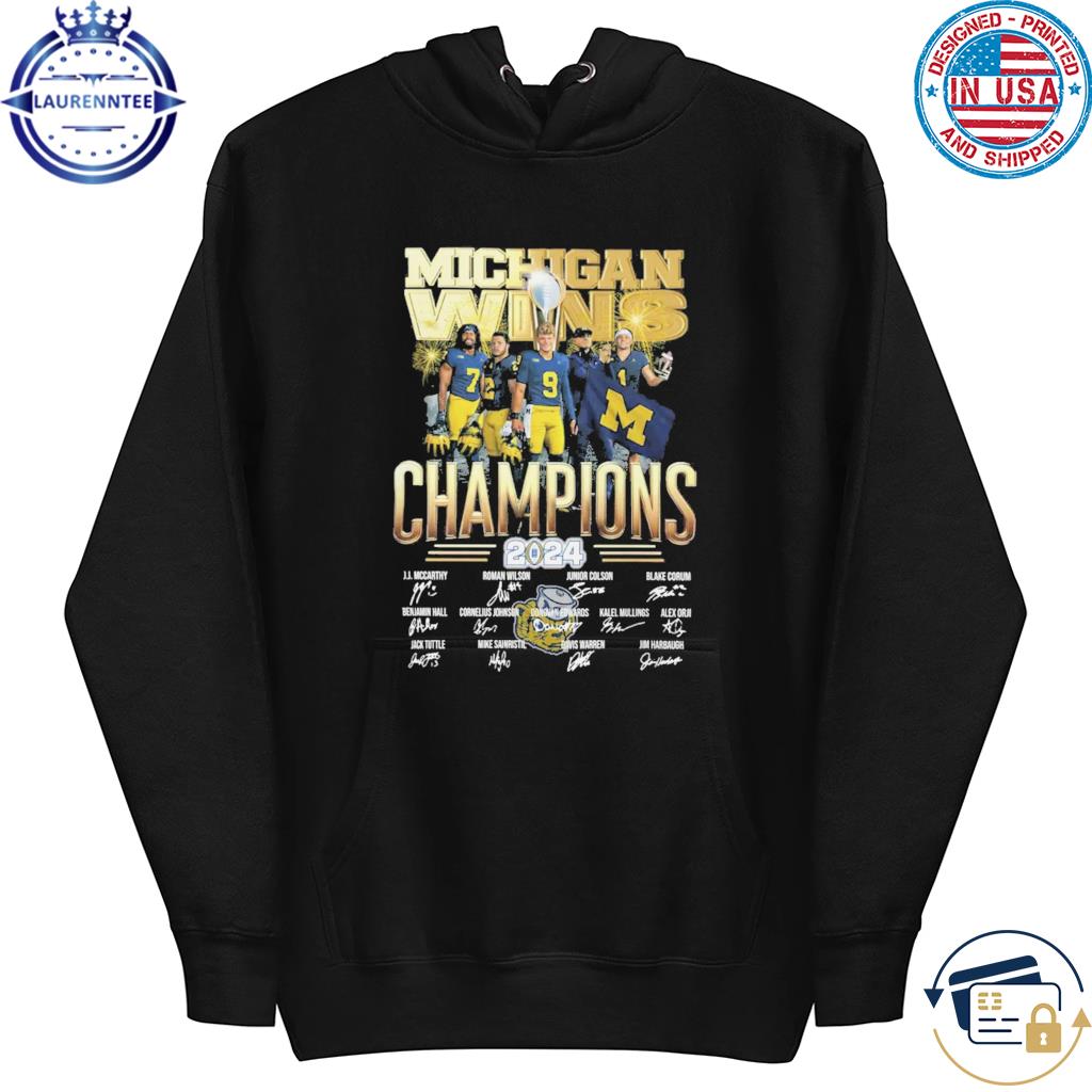 Official Michigan Wins Champions CFP 2024 Signatures Shirt, hoodie