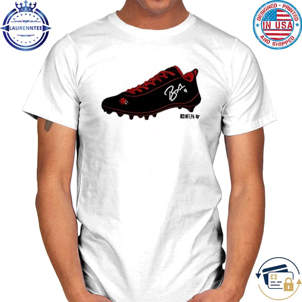 White San francisco 49ers on aiyuk ladybug shoe shirt