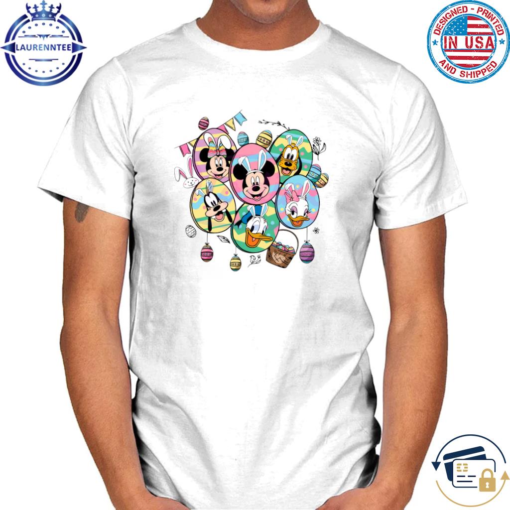 Mickey friends with bunny ears easter eggs shirt