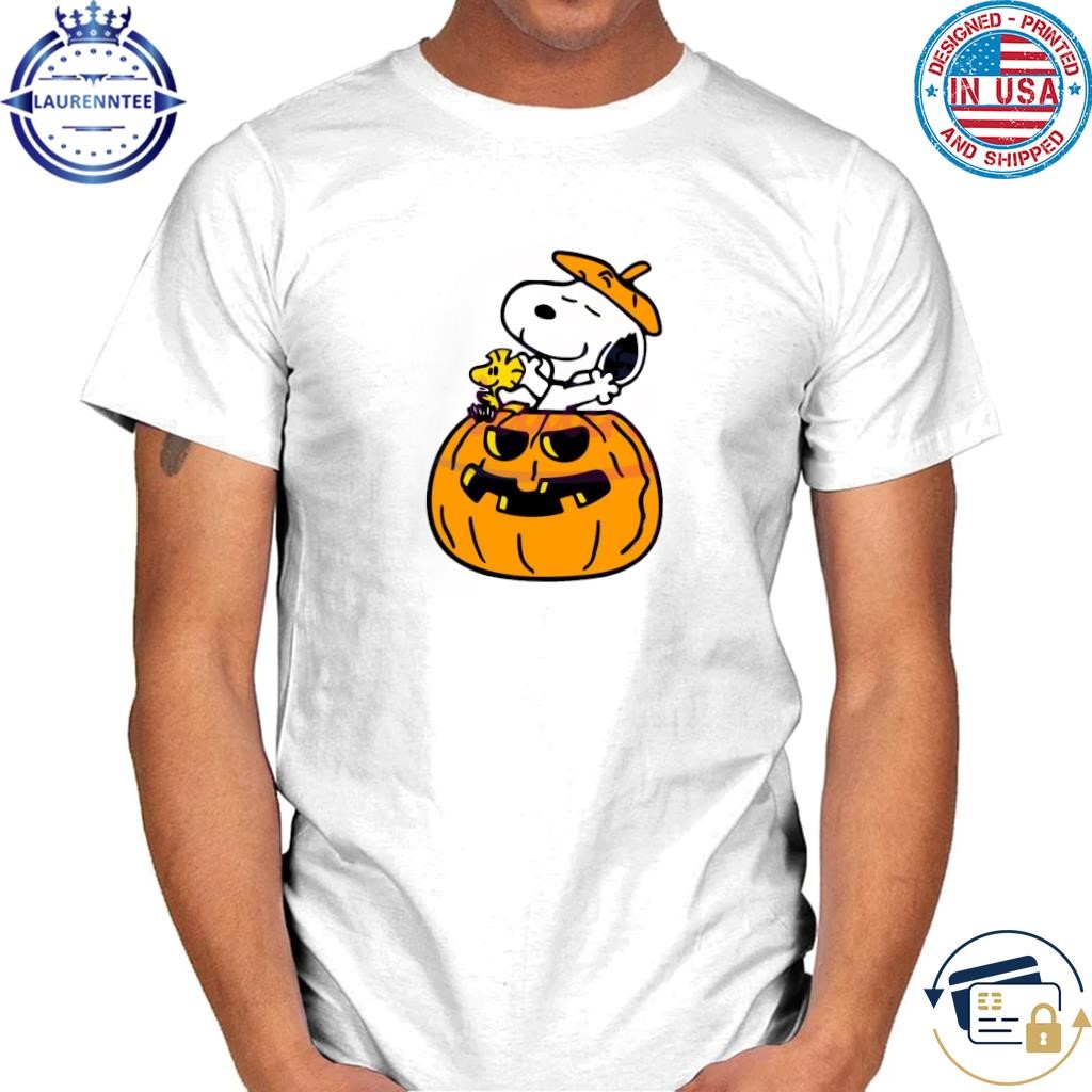 Halloween pumpkin snoopy and Woodstock shirt