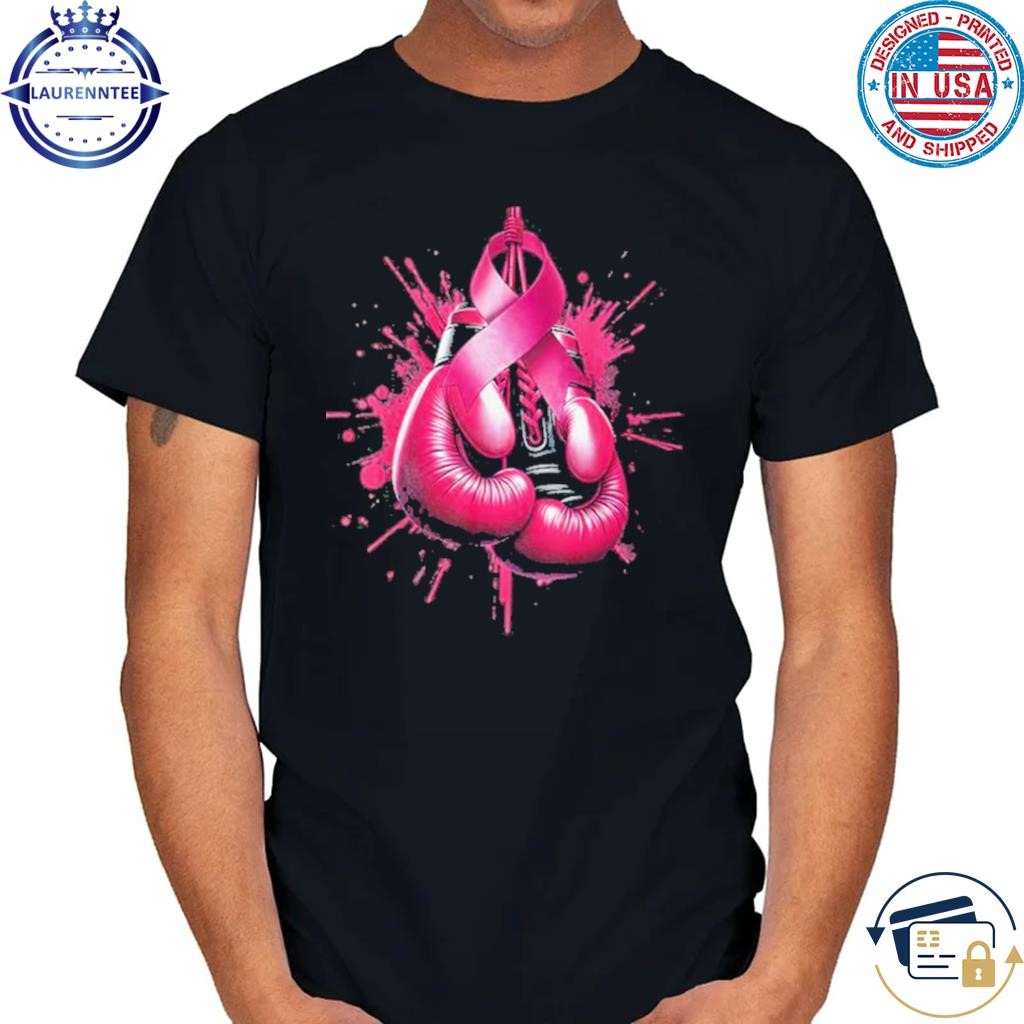 Breast cancer boxing glove pink ribbon awareness fight women shirt