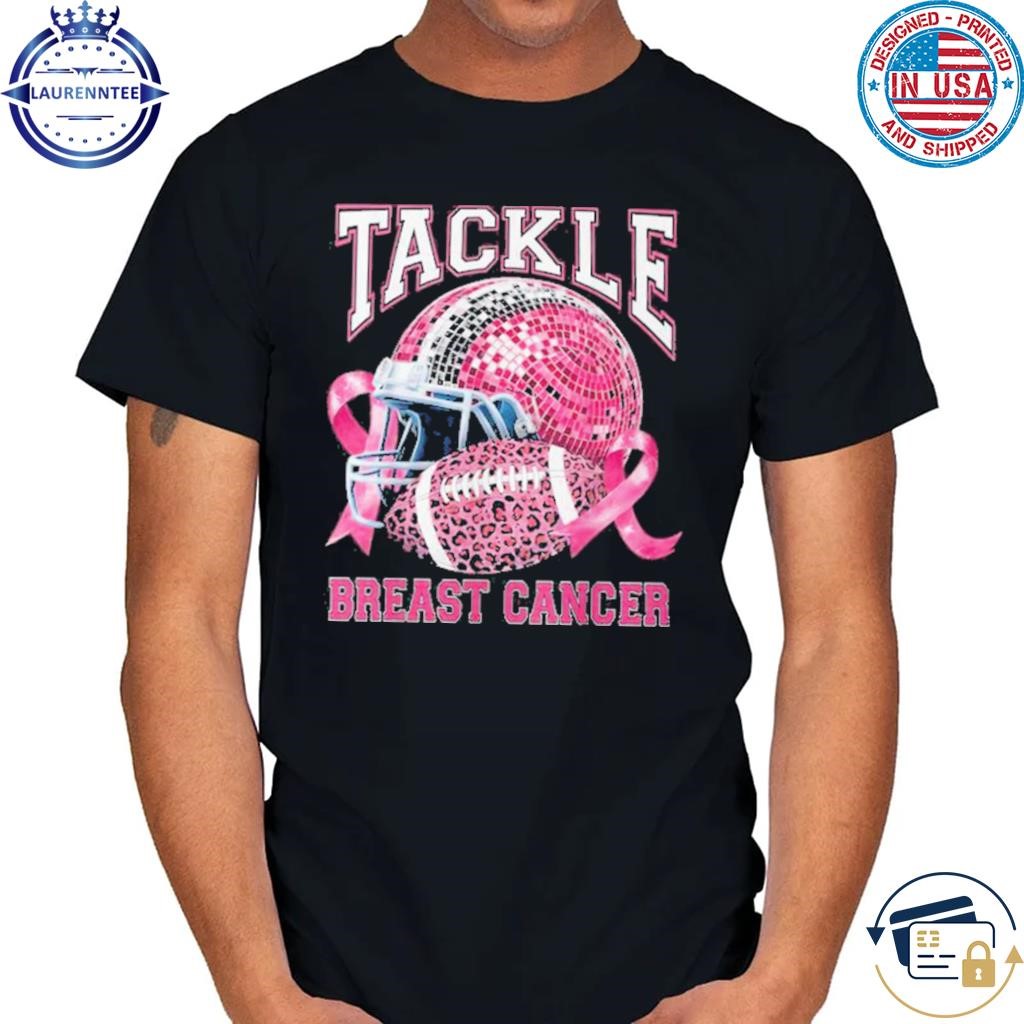 Tackle breast cancer football helmet discoball pink ribbon shirt