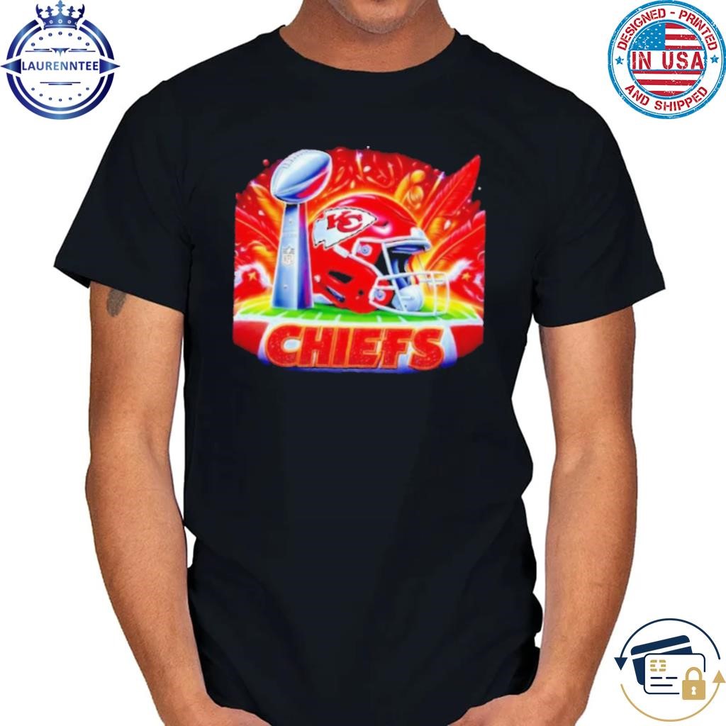 Kansas City Chiefs helmet and Super Bowl trophy shirt